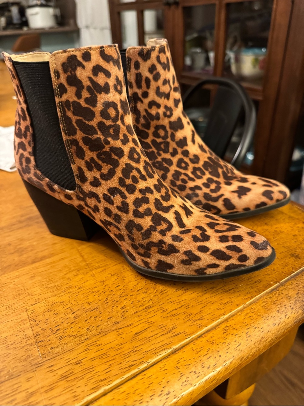 Leopard Print Chelsea Booties - Women's Ankle Boots